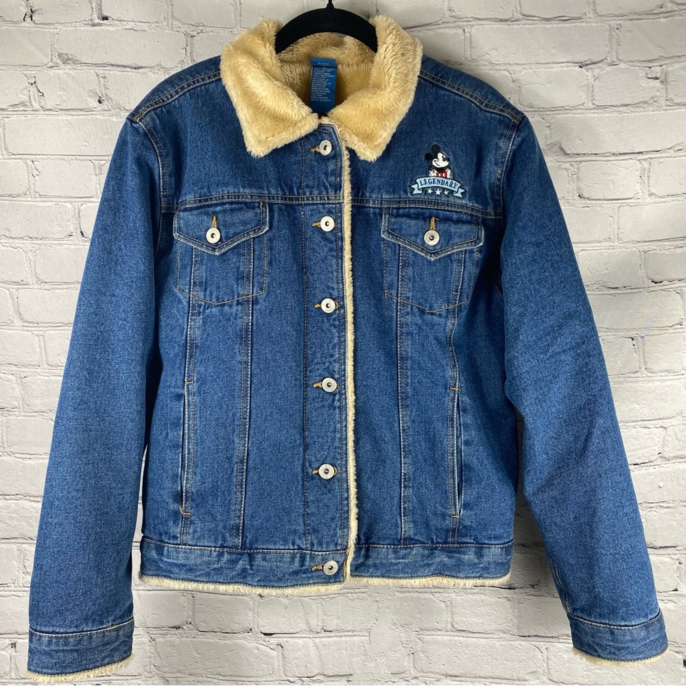 Vintage Disney Mickey “Legendary” Jean Jacket with Sherpa Lining Size Large